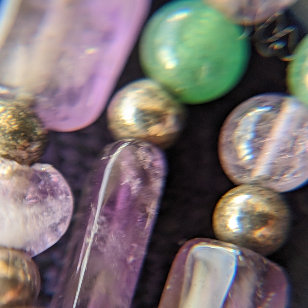 Vintage Necklace With Natural Jade, Amethyst And Tourmaline Gemstones - Picture 7 of 8